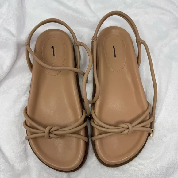 Arezzo Womens Camila Flatform Leather Ankle Strap Sandal in True Sand Size 7B - Picture 14 of 14